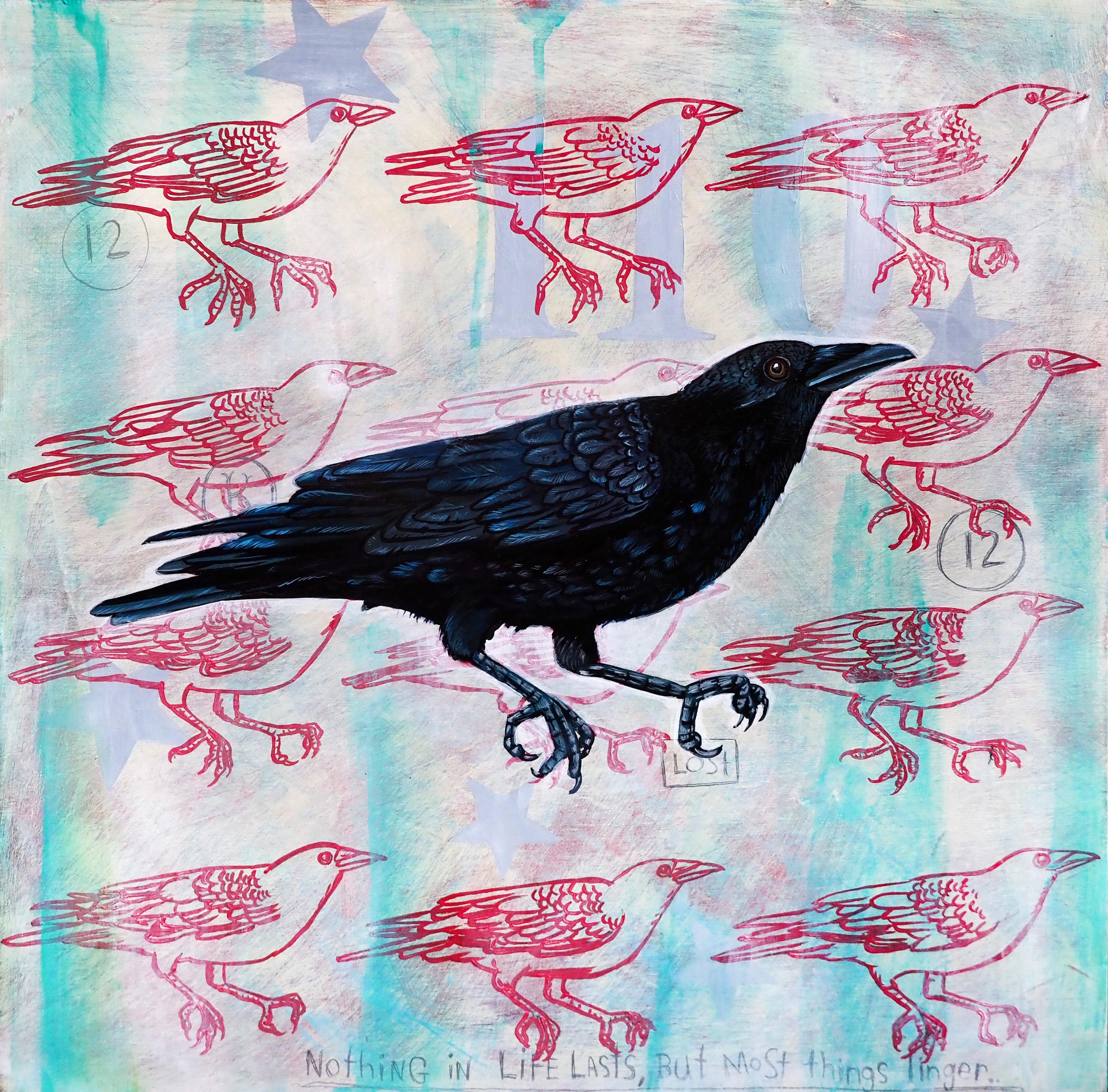 12 Crows - Painting by Tim Hooper