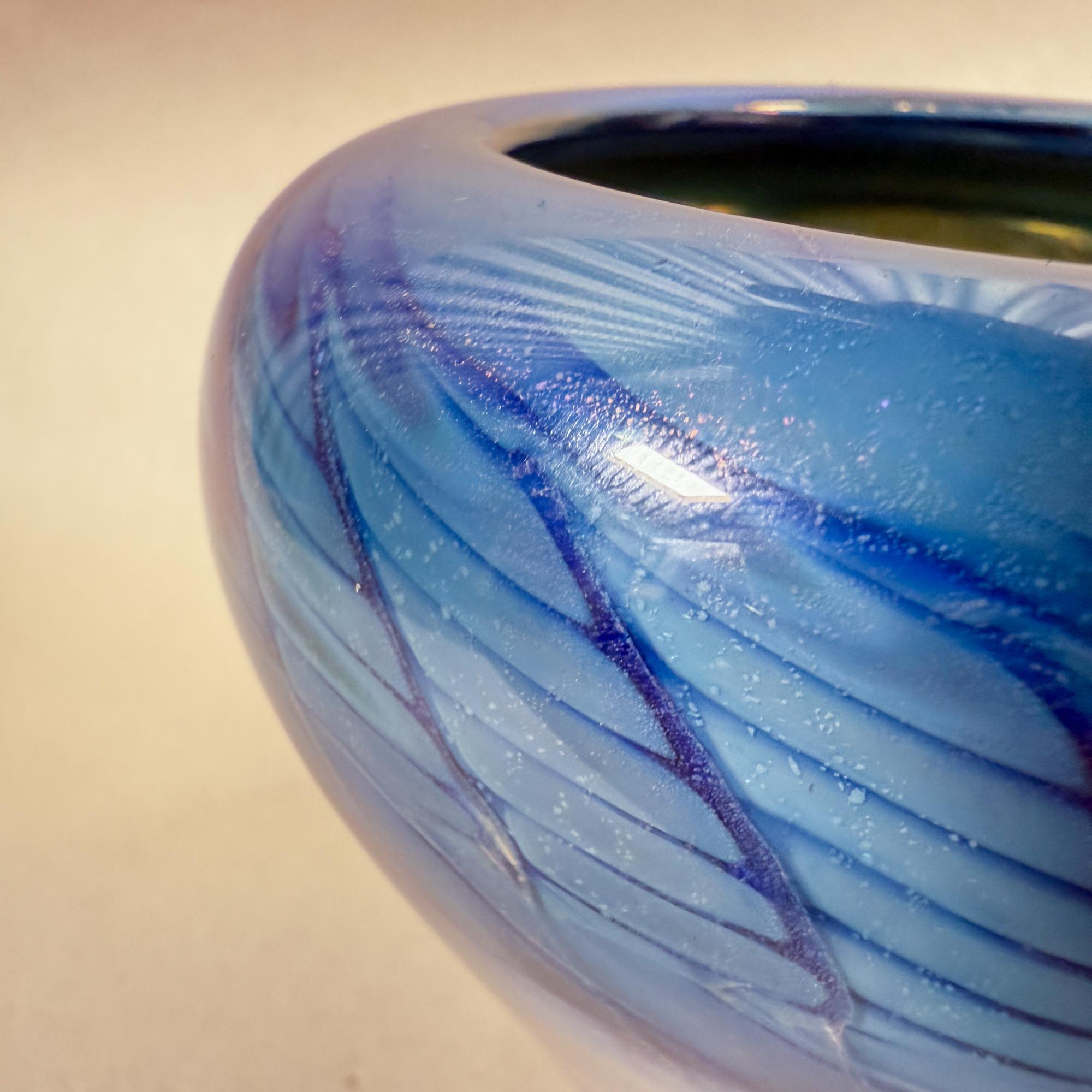 Tim Lazer Jarrón de vidrio artístico Azul Postmoderno 1990 en venta 3