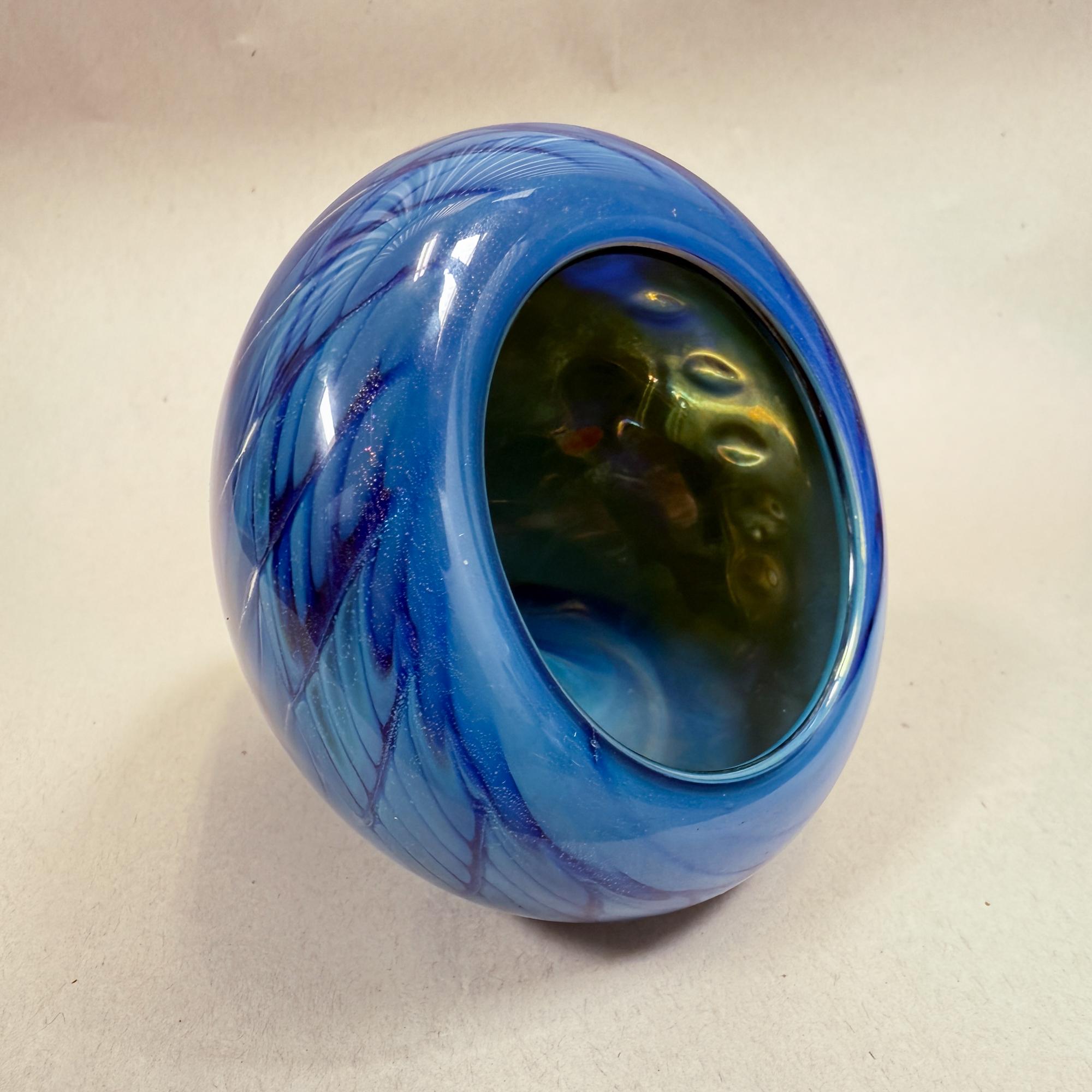 Tim Lazer Jarrón de vidrio artístico Azul Postmoderno 1990 en venta 6