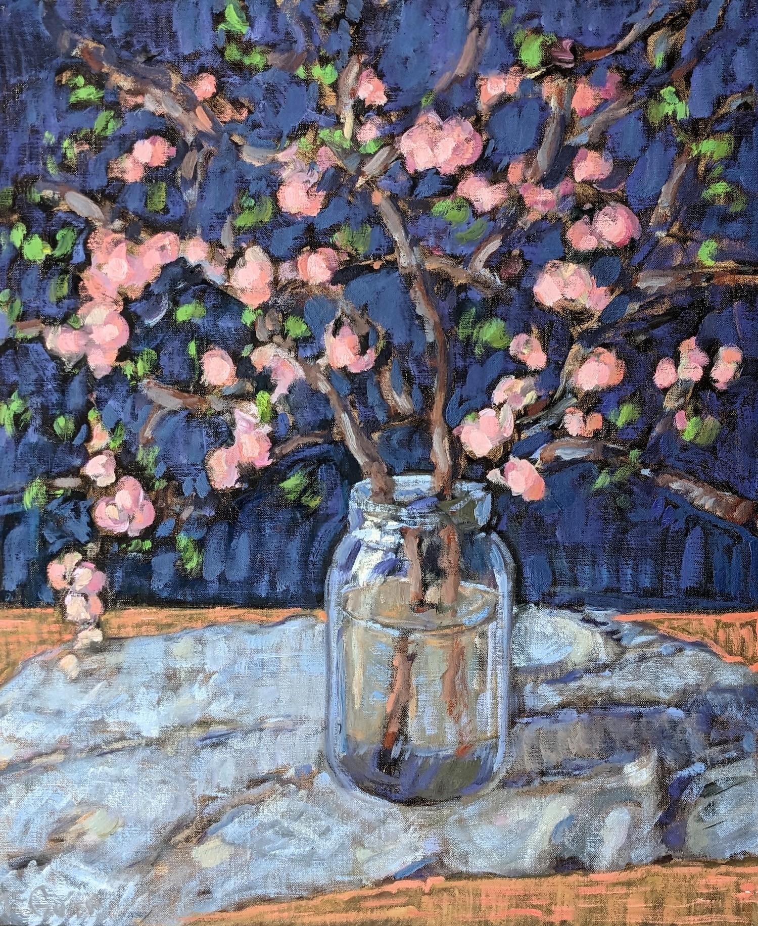 Tim McGuire Still-Life Painting - Crab Apple Blossoms in a Jar