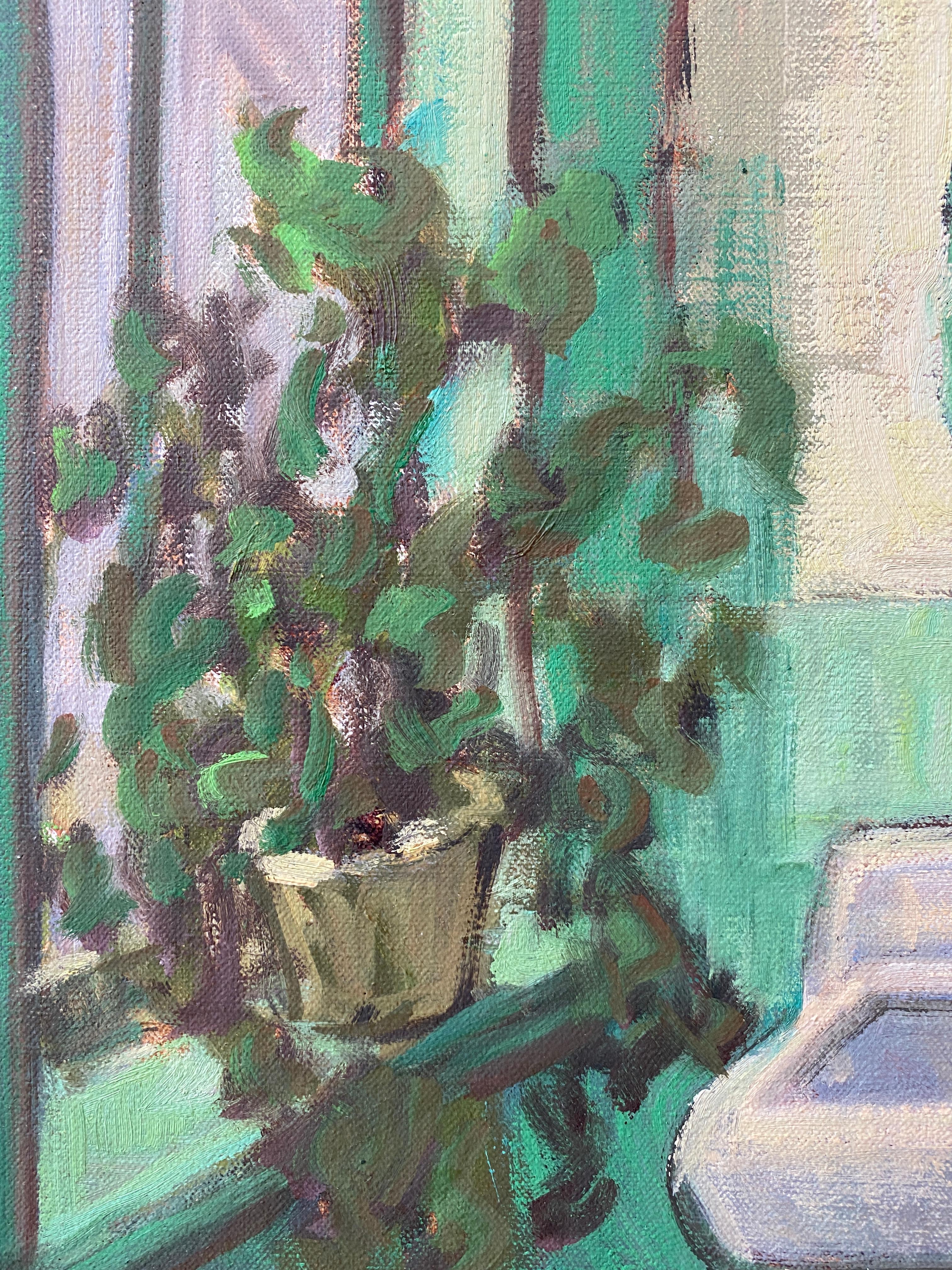Hallway in Green - American Impressionist Painting by Tim McGuire