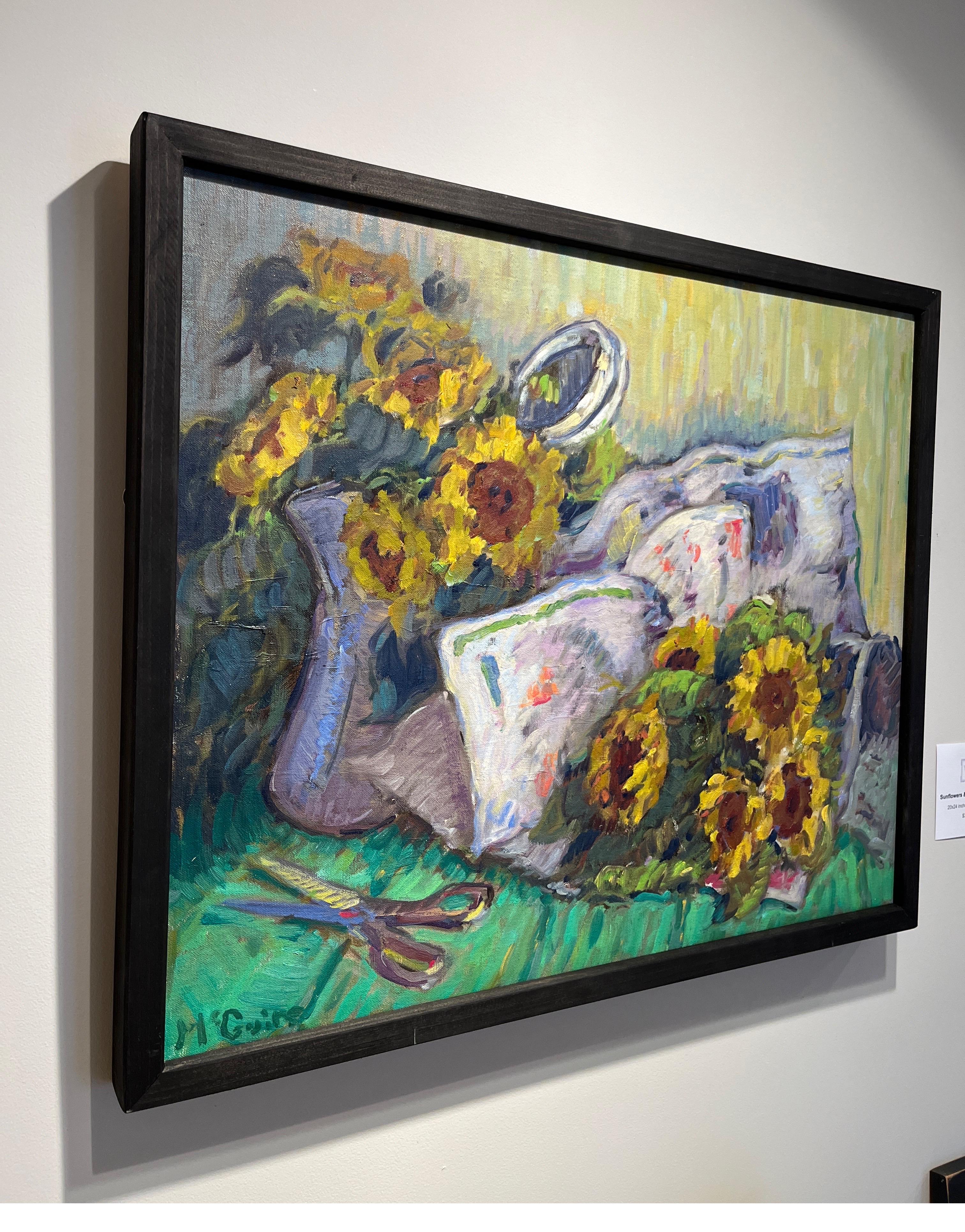 Sunflowers & Morning News - Contemporary Painting by Tim McGuire