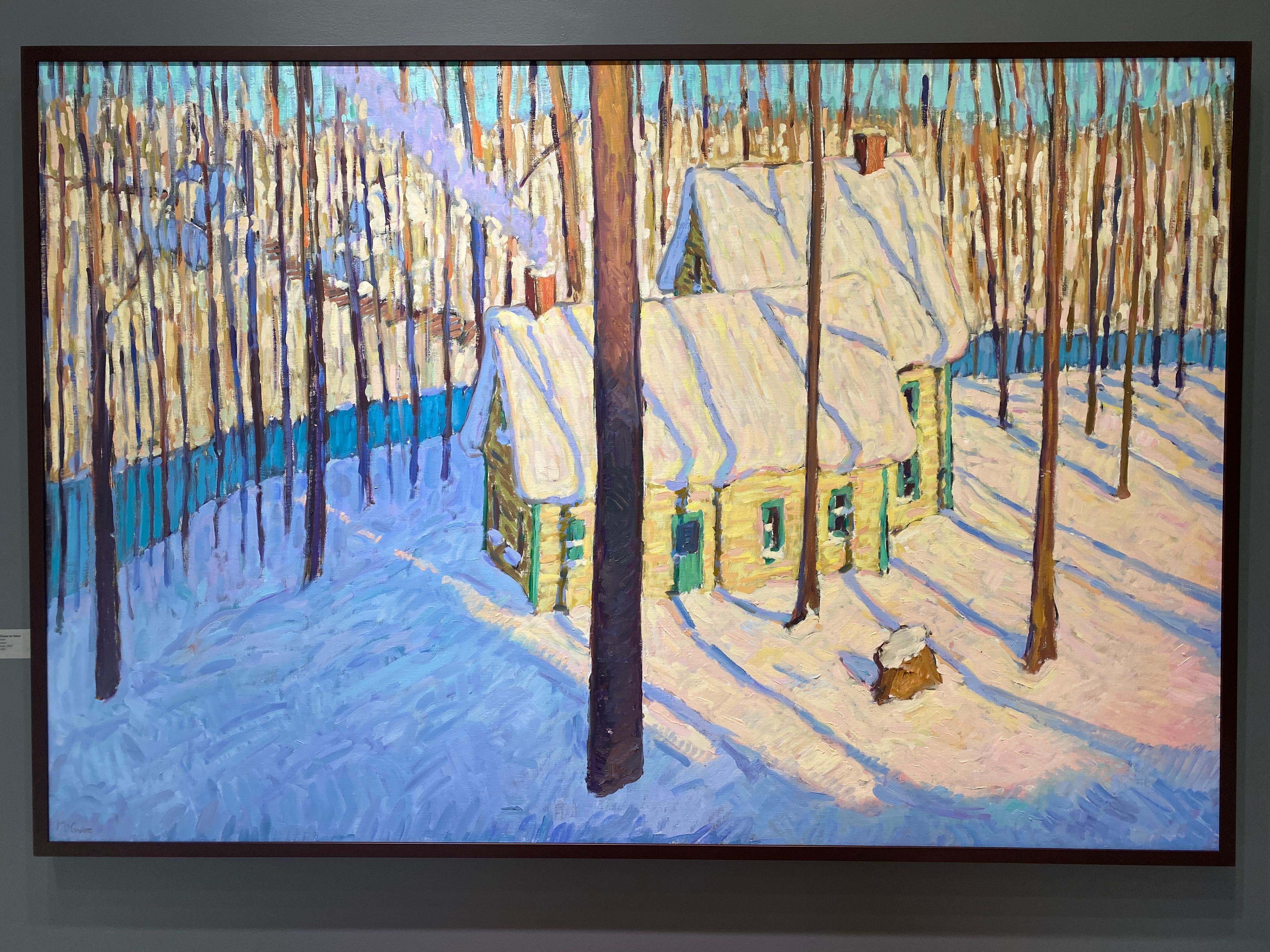 Yellow House in Snow - Painting by Tim McGuire