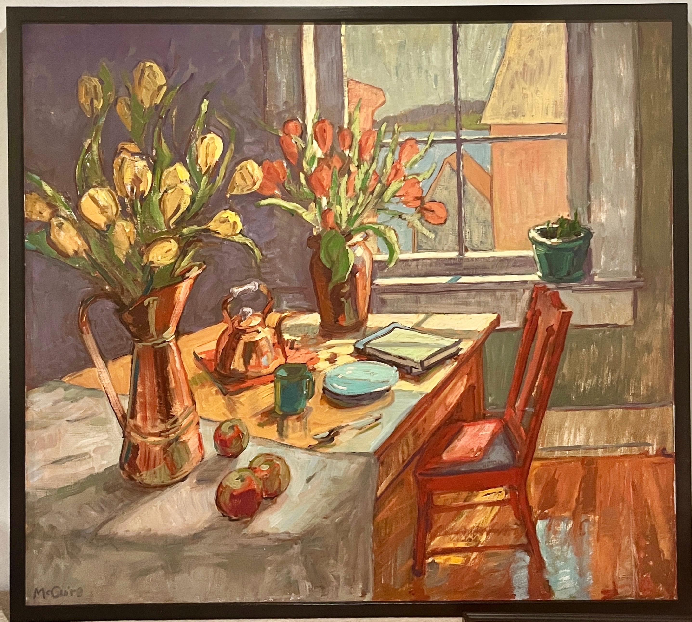 Tim McGuire Interior Painting - Yellow Tulips and Red Tulips