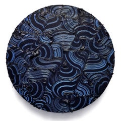 Bruhel Point - Quadro contemporaneo, colorato, blu, formato rotondo