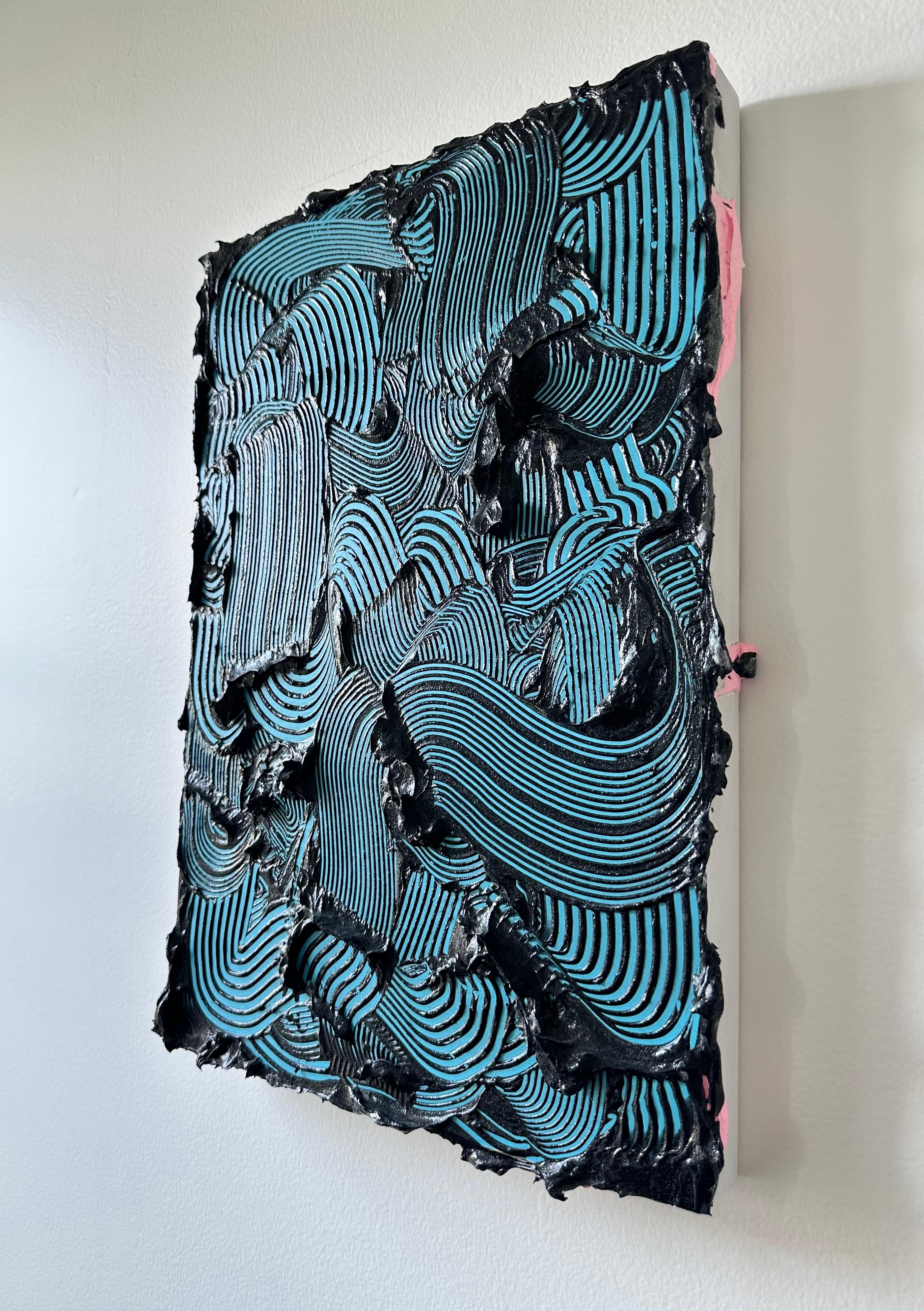 Poseidon - textured contemporary painting, colorful, blue strokes, abstract - Abstract Sculpture by Tim Nikiforuk