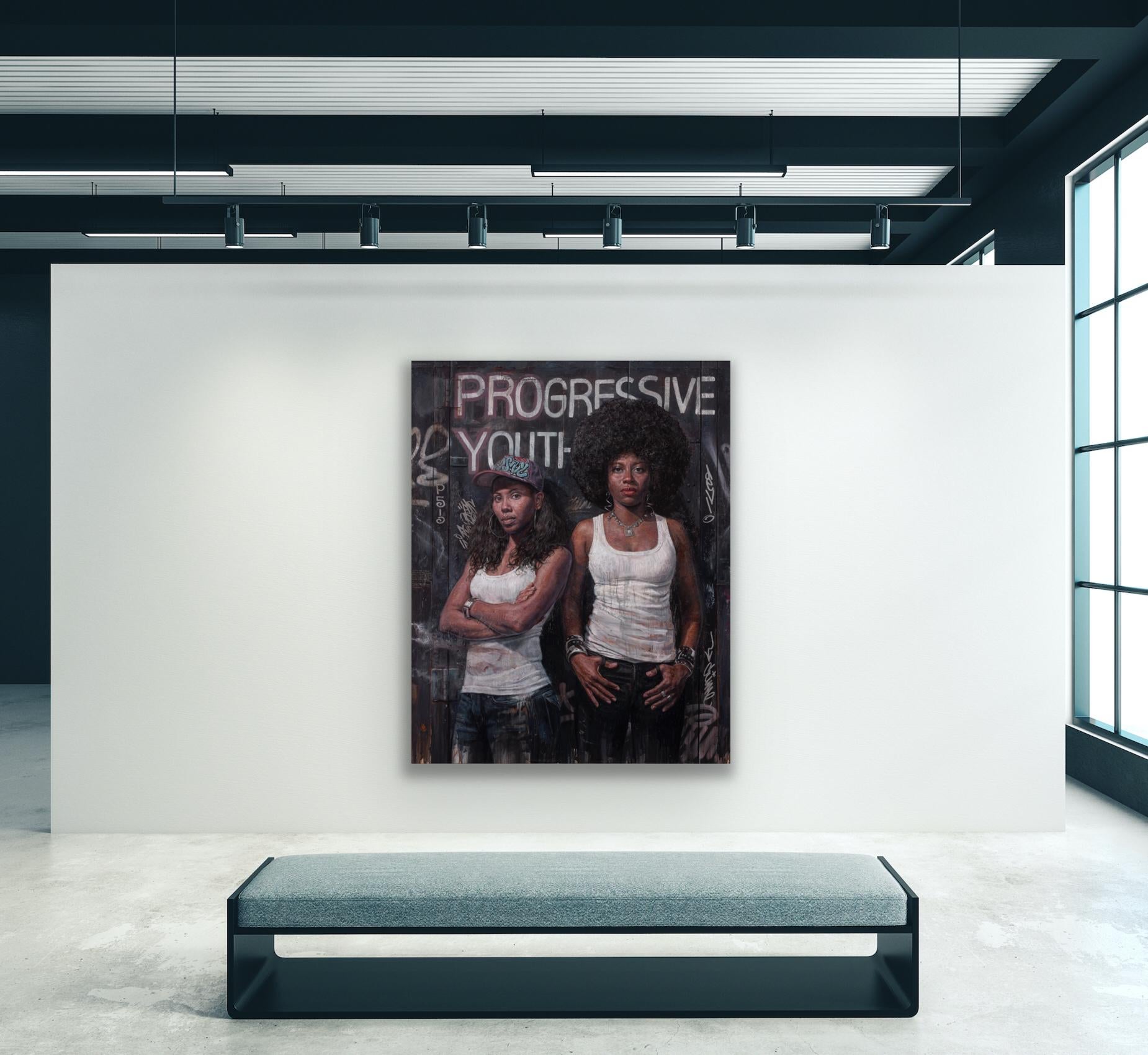 Progressive Jugend - zeitgenössische afroamerikanische figurative Malerei im Angebot 1