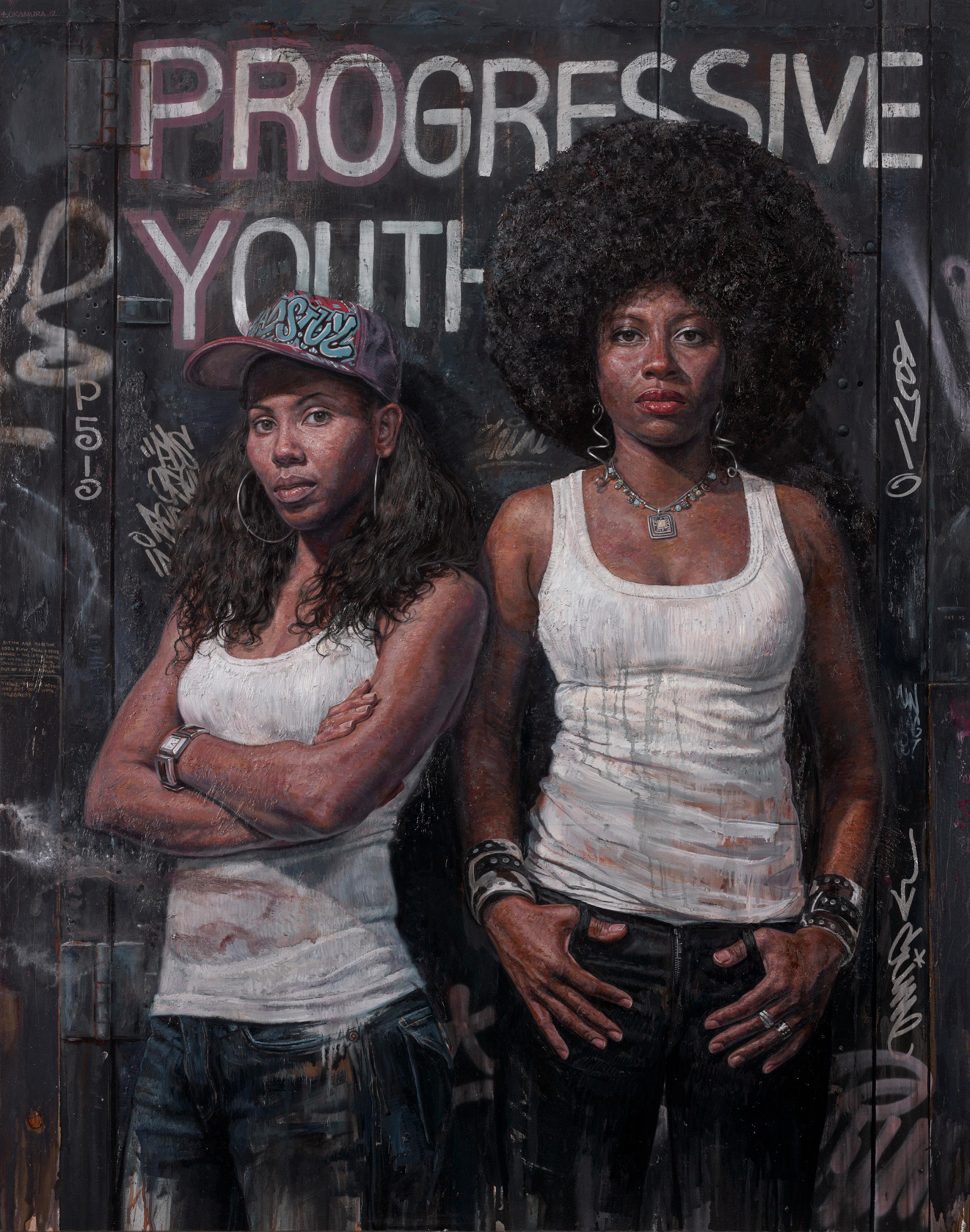 Tim Okamura Portrait Painting – Progressive Jugend - zeitgenössische afroamerikanische figurative Malerei