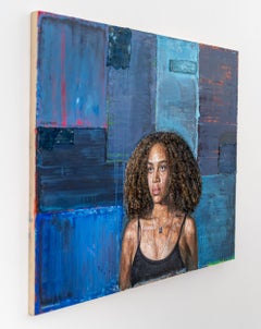 Les sept mers - Portrait à l'huile sur panneau de bois, contemporain, signé