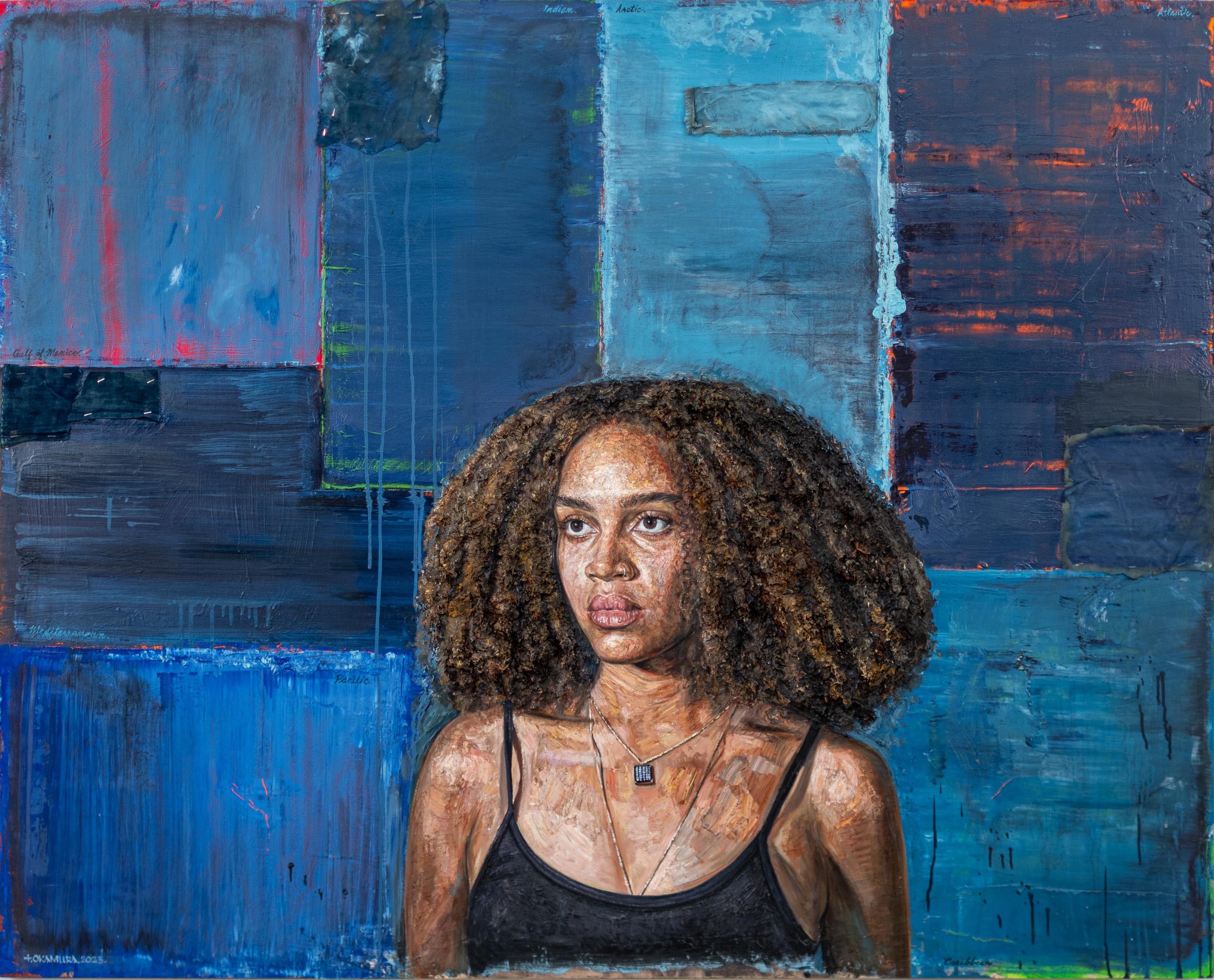 The Seven Seas - Oil Portrait on Wood Panel, Contemporary, Signed
