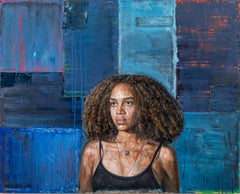 Les sept mers - Portrait à l'huile sur panneau de bois, contemporain, signé