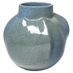 Tim Orr vase bleu en céramique du 20ème siècle, 17 cm