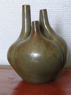 Vase à fleurs élégant en céramique française Tim Orr décoré de glaçure en porcelaine, vers 1970