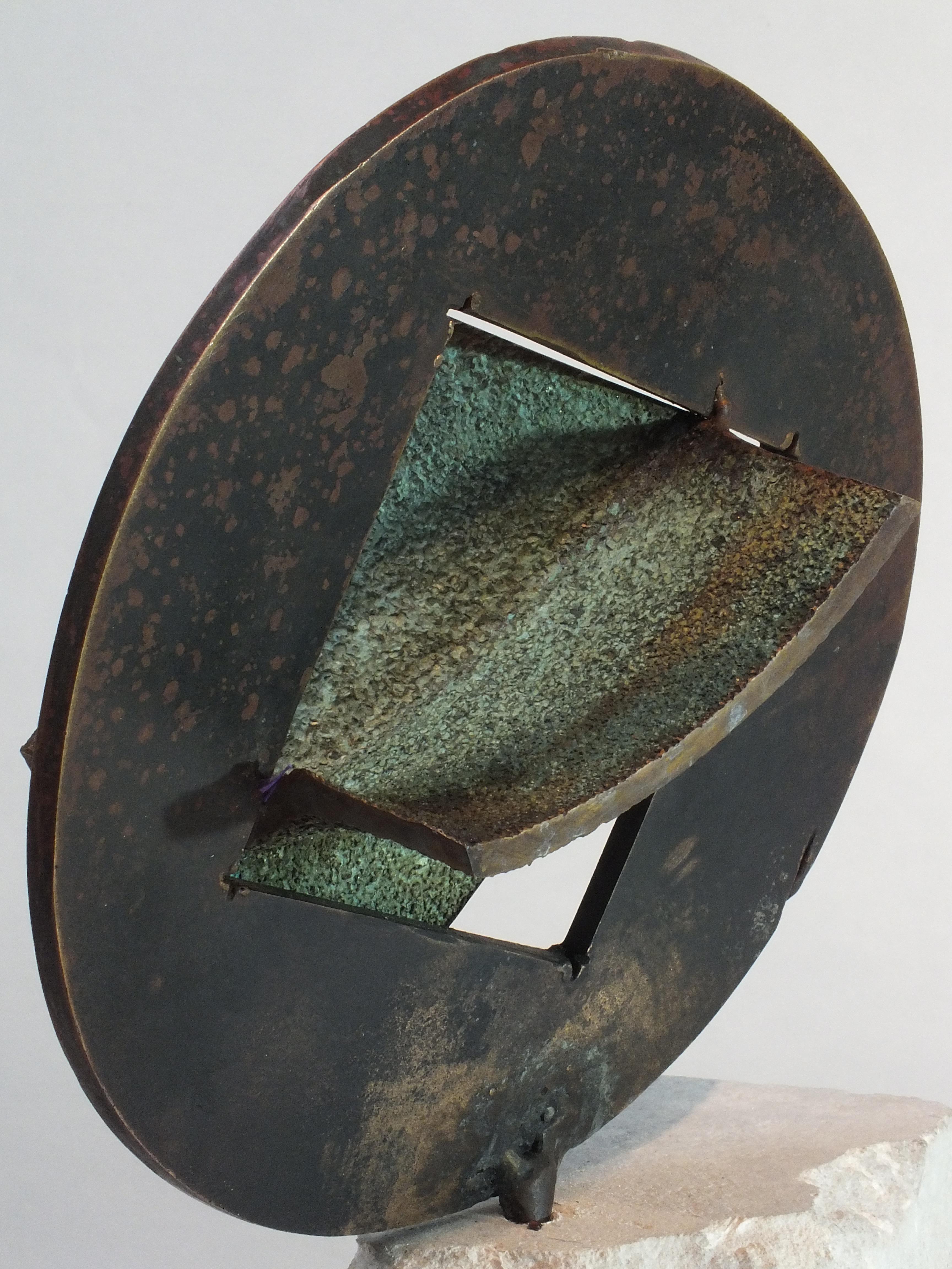 Bell Stone:  Contemporary Cast Bronze Sculpture - Gold Nude Sculpture by Tim Rawlins