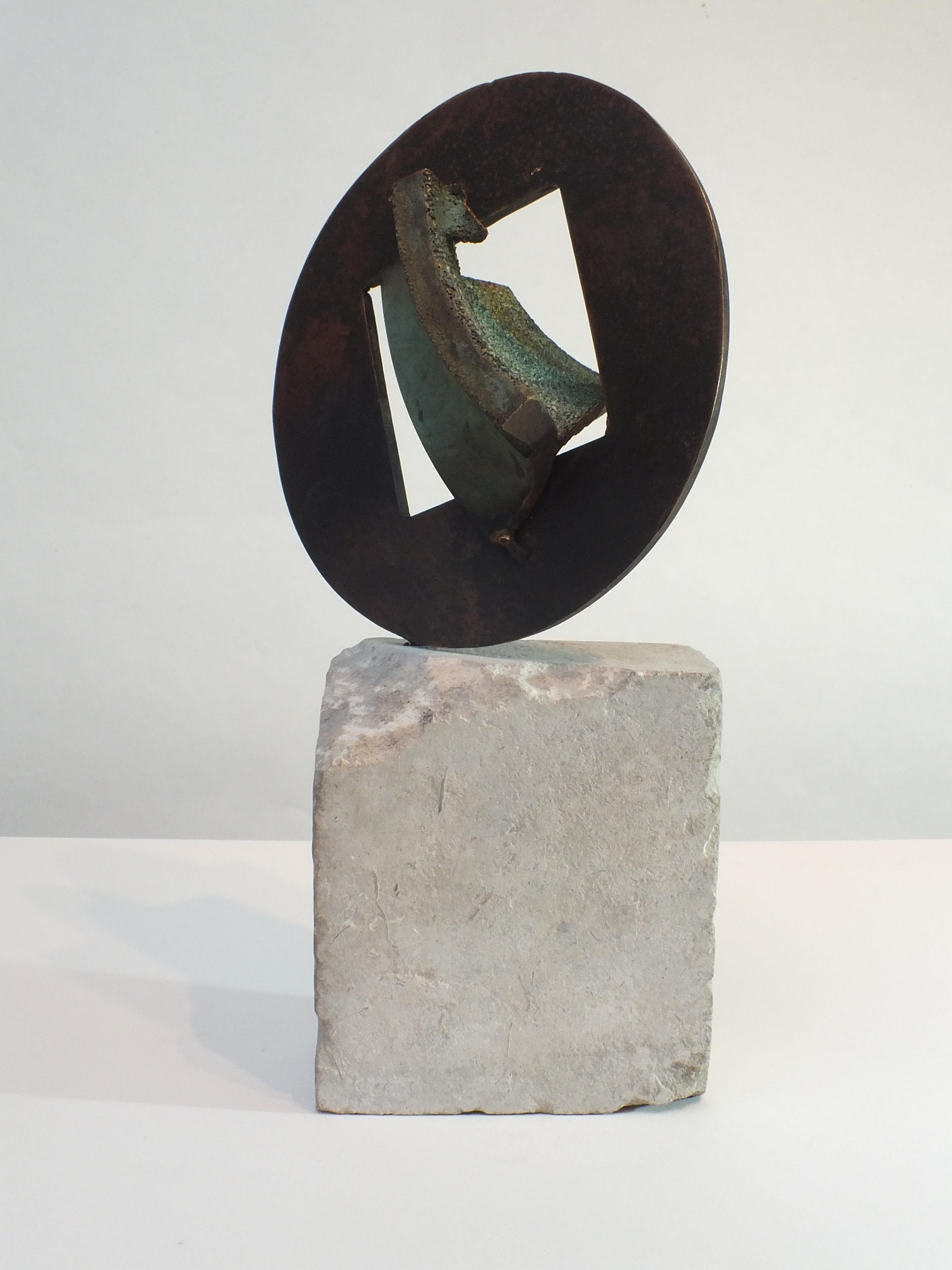 Tim Rawlins Nude Sculpture - Bell Stone:  Contemporary Cast Bronze Sculpture