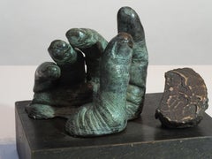 Sculpture contemporaine unique en bronze coulé « Digilith »