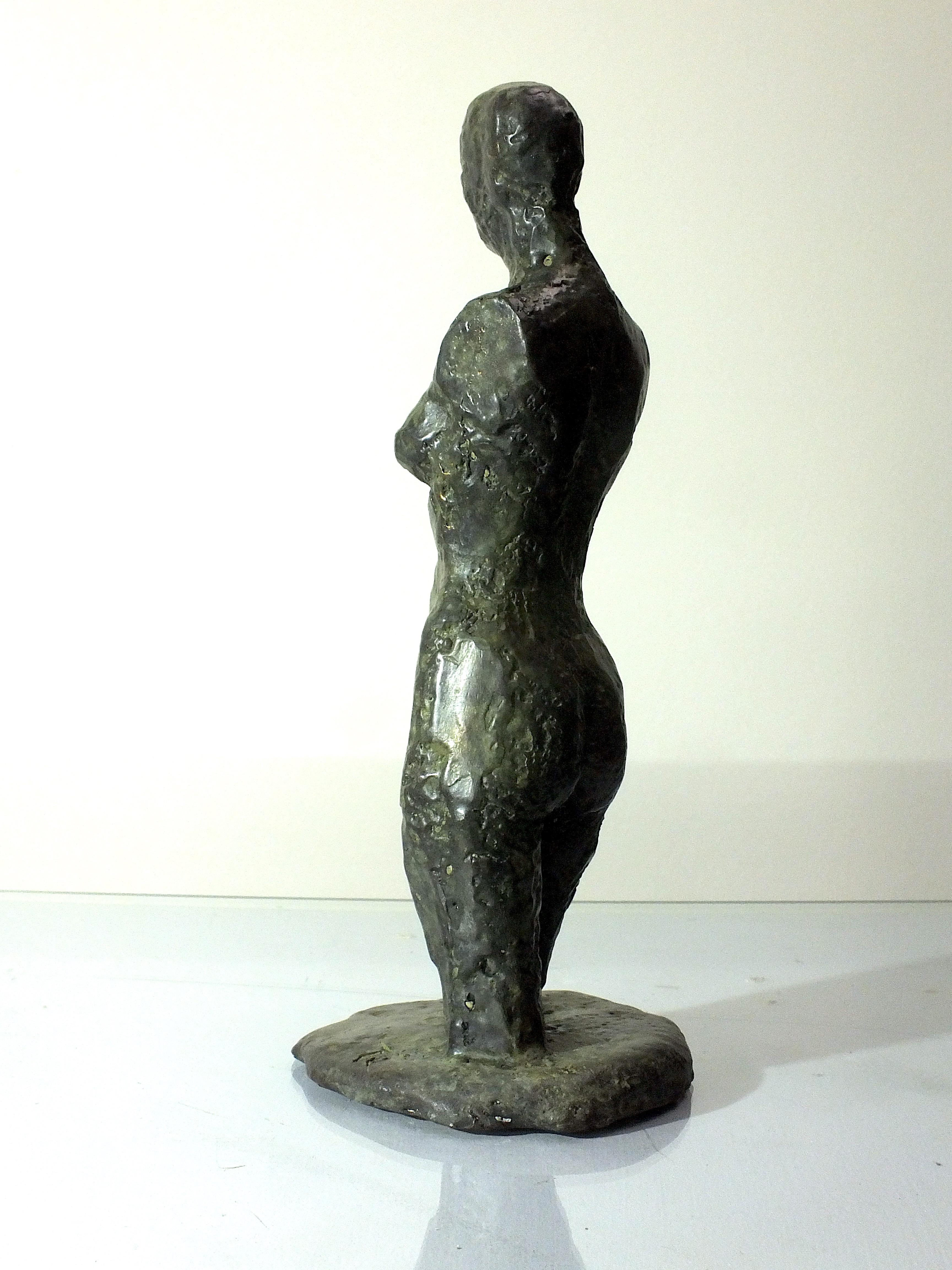 Golem: Original Contemporary Cast Bronze - Gold Nude Sculpture by Tim Rawlins