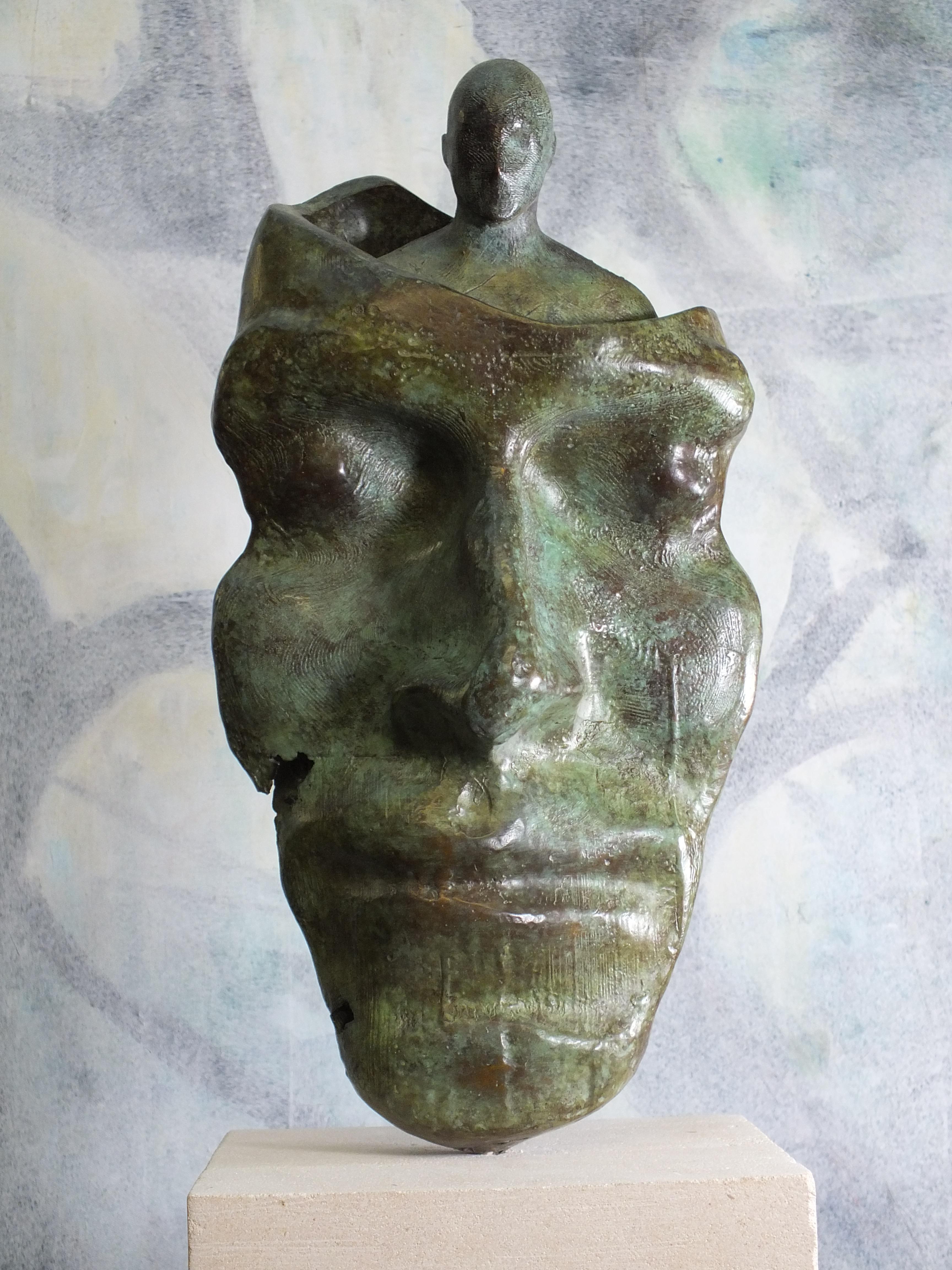 Tim Rawlins Figurative Sculpture - "Reflected Self".  Contemporary Cast Bronze Sculpture