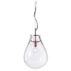 TIM small pendant - Clear Czech glass with Polished Copper finishes (US Version)