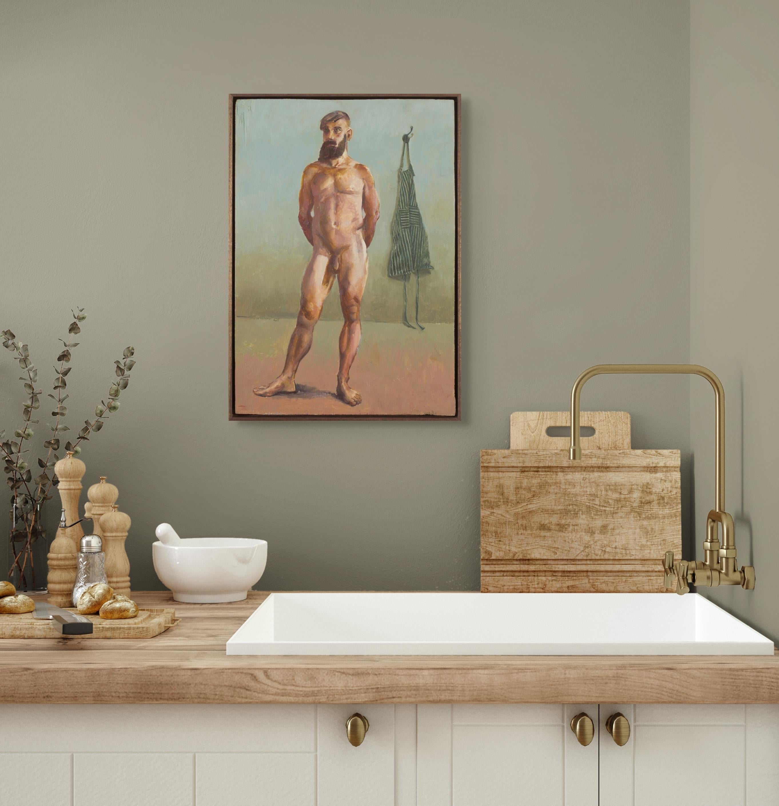Short order chef [Matt] - Brown Nude Painting by Tim Snowdon