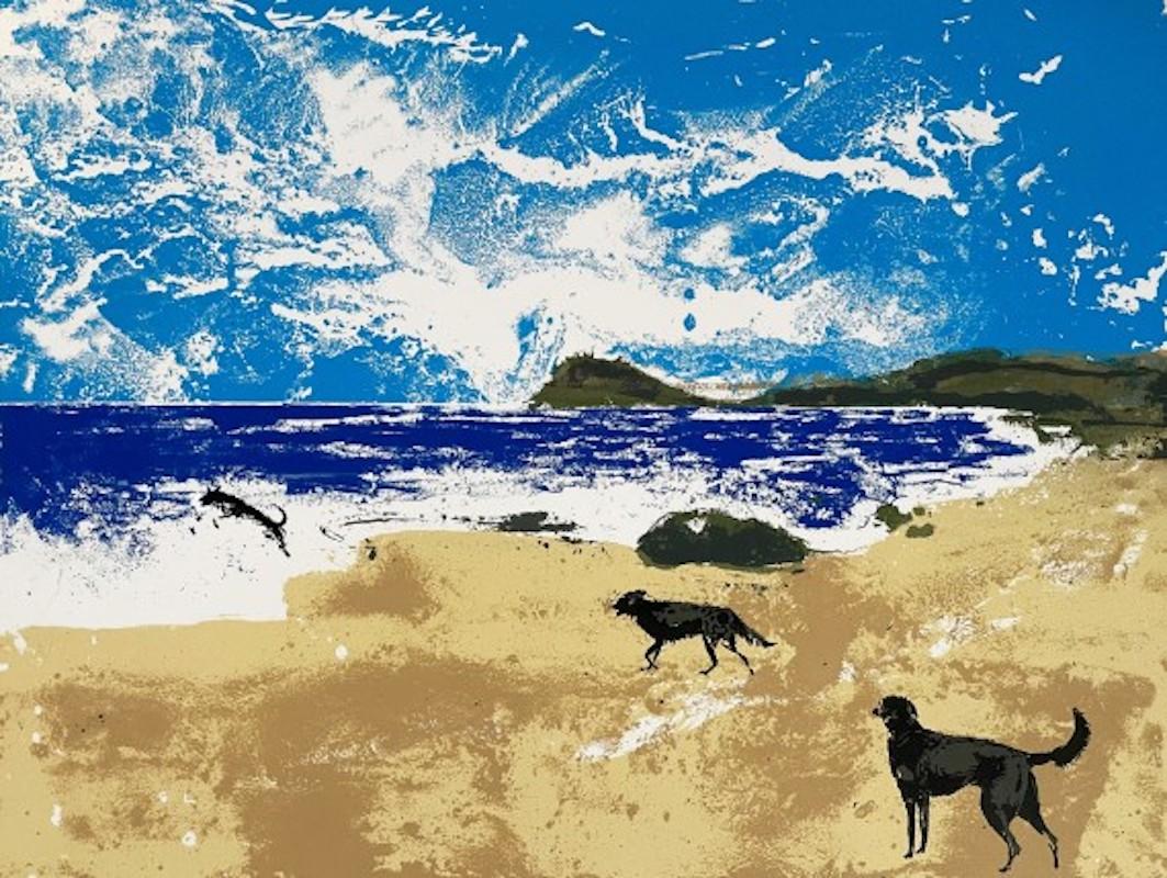 Tim Southall Landscape Print - Dogs on a Beach 
