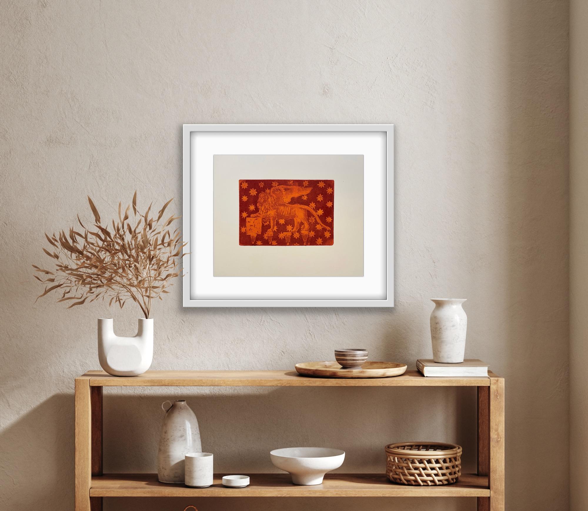 León de Venecia, Impresión artística, Animales, Folklore, Arte asequible, León - Print Contemporáneo de Tim Southall