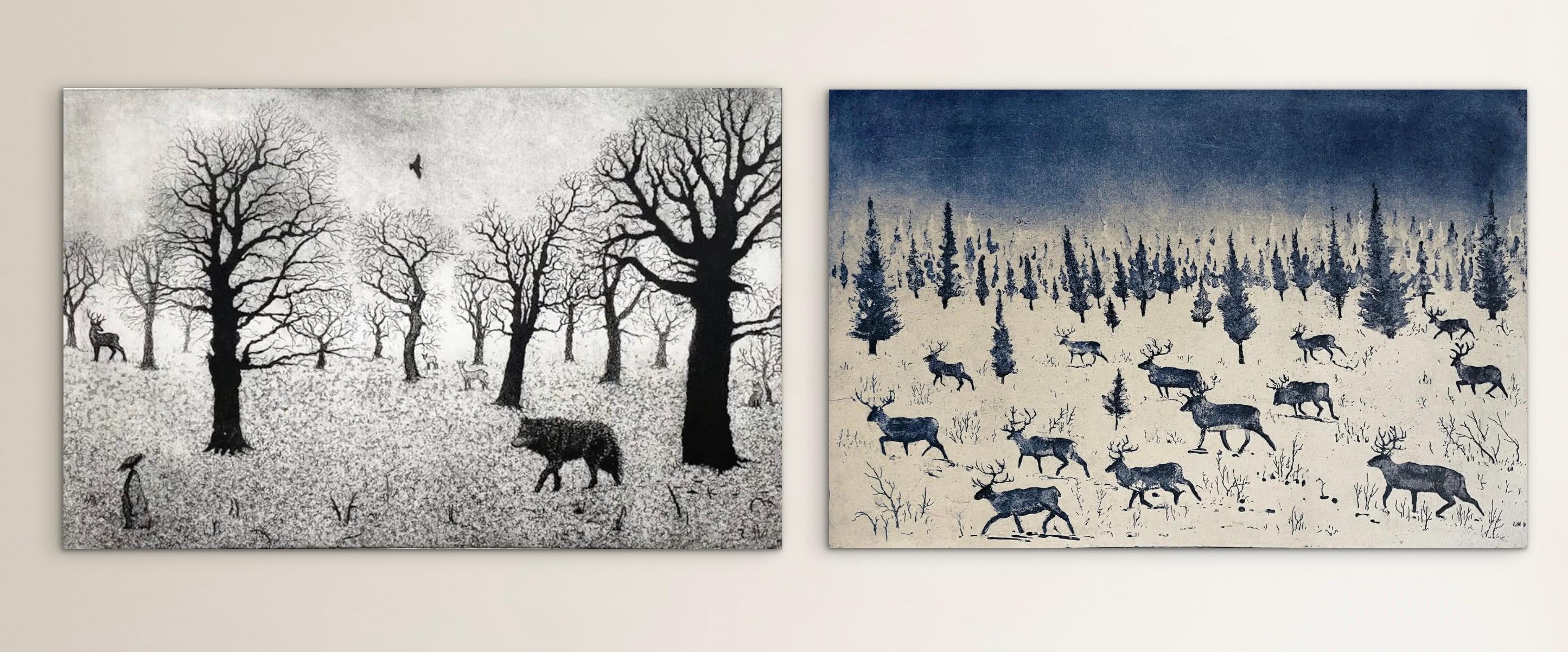 Lone Wolf and Where Reindeer Roam Diptych