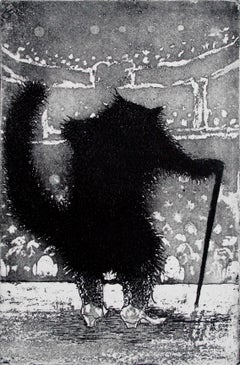 El viejo Gato con Botas, Impresiones de edición limitada, Arte asequible, Impresión de animales