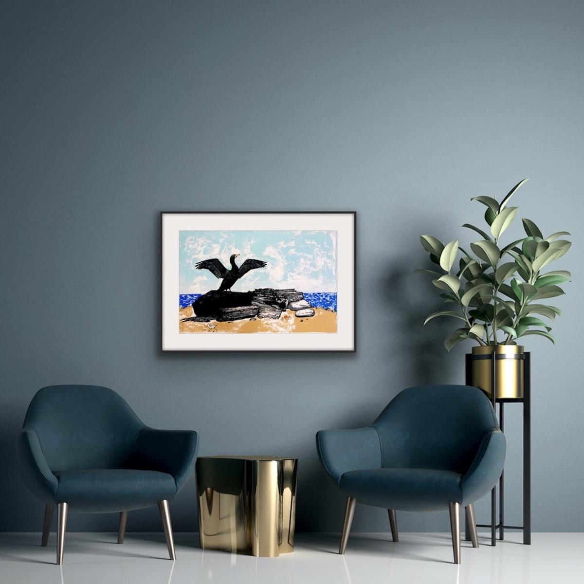 The Cormorant, Tim Southall, Handmade print, contemporary print for sale For Sale 6