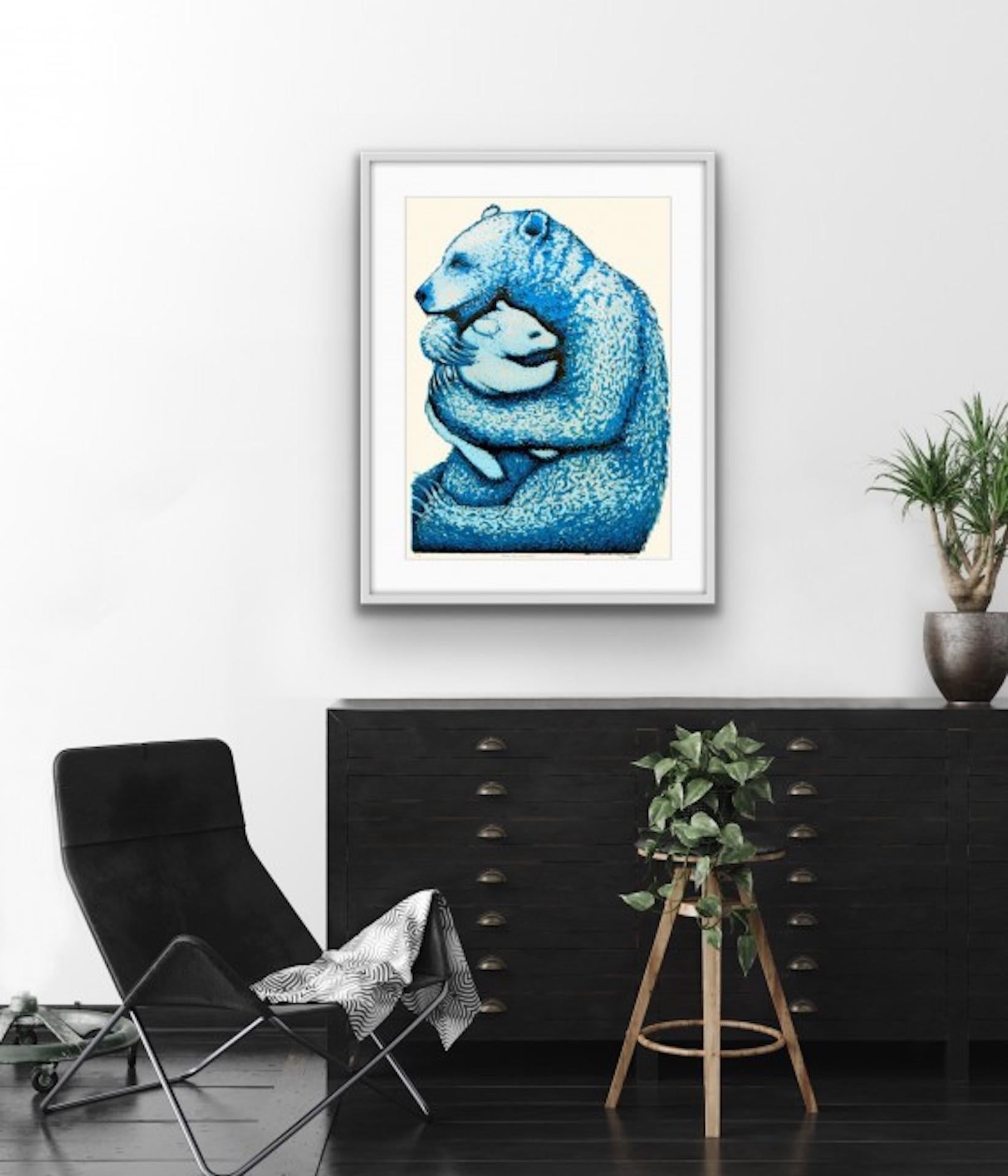 Tim Southall, Bear Hugs (Cerulean), Limited Edition Animal Print, Affordable Art For Sale 3