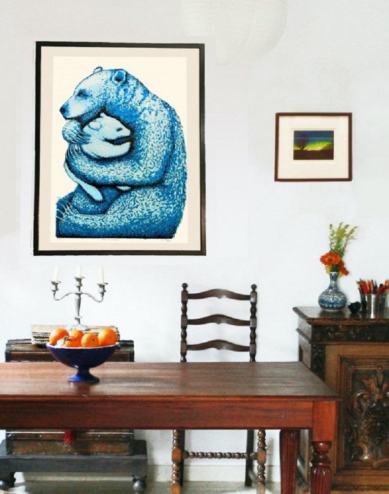 Tim Southall, Bear Hugs (Cerulean), Limited Edition Animal Print, Affordable Art For Sale 2