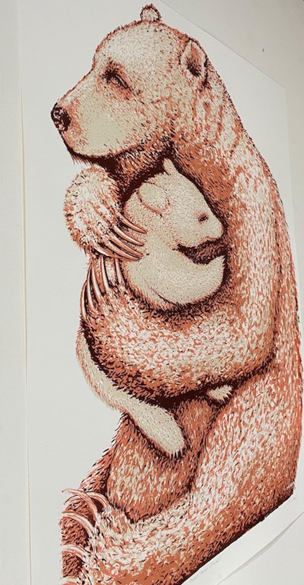 Tim Southall, Abrazos de oso (Coral), Arte animal, Arte asequible, Arte de edición limitada en venta 6