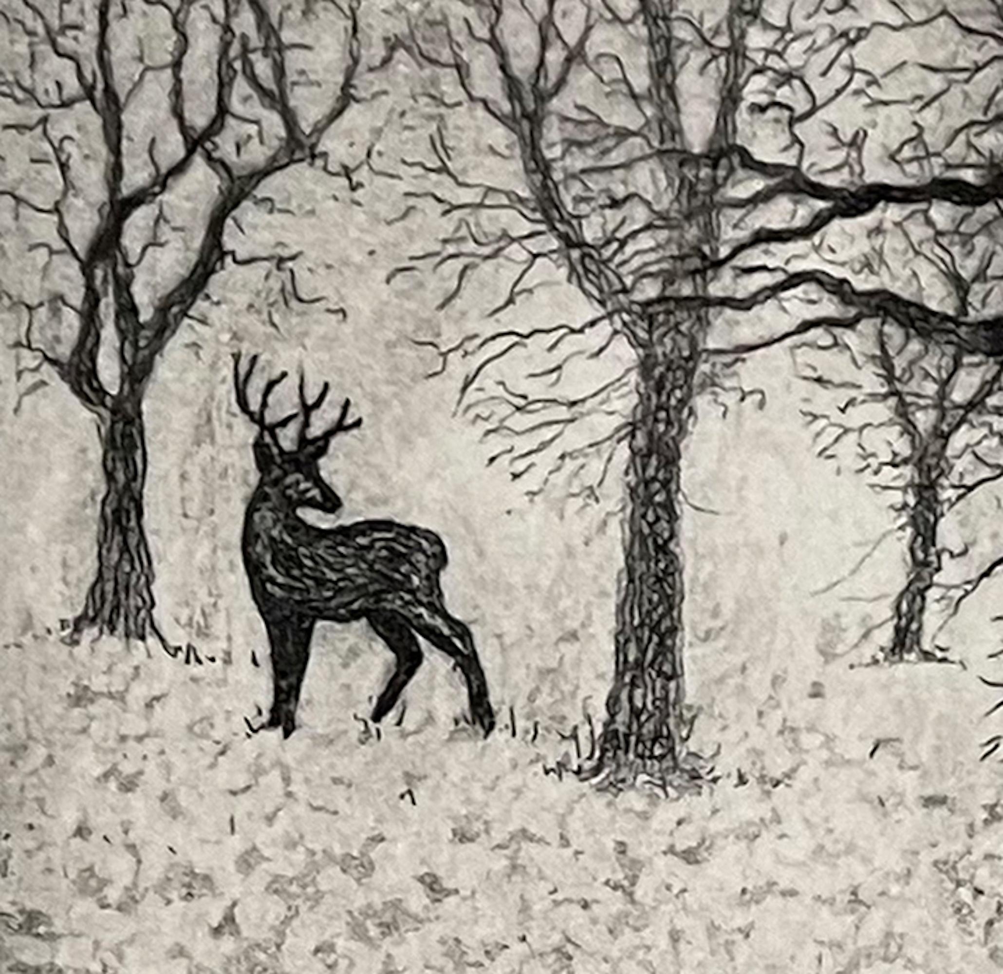 Tim Southall, Lone Wolf, Black and White Handmade Print, Modern Landscape Art For Sale 1