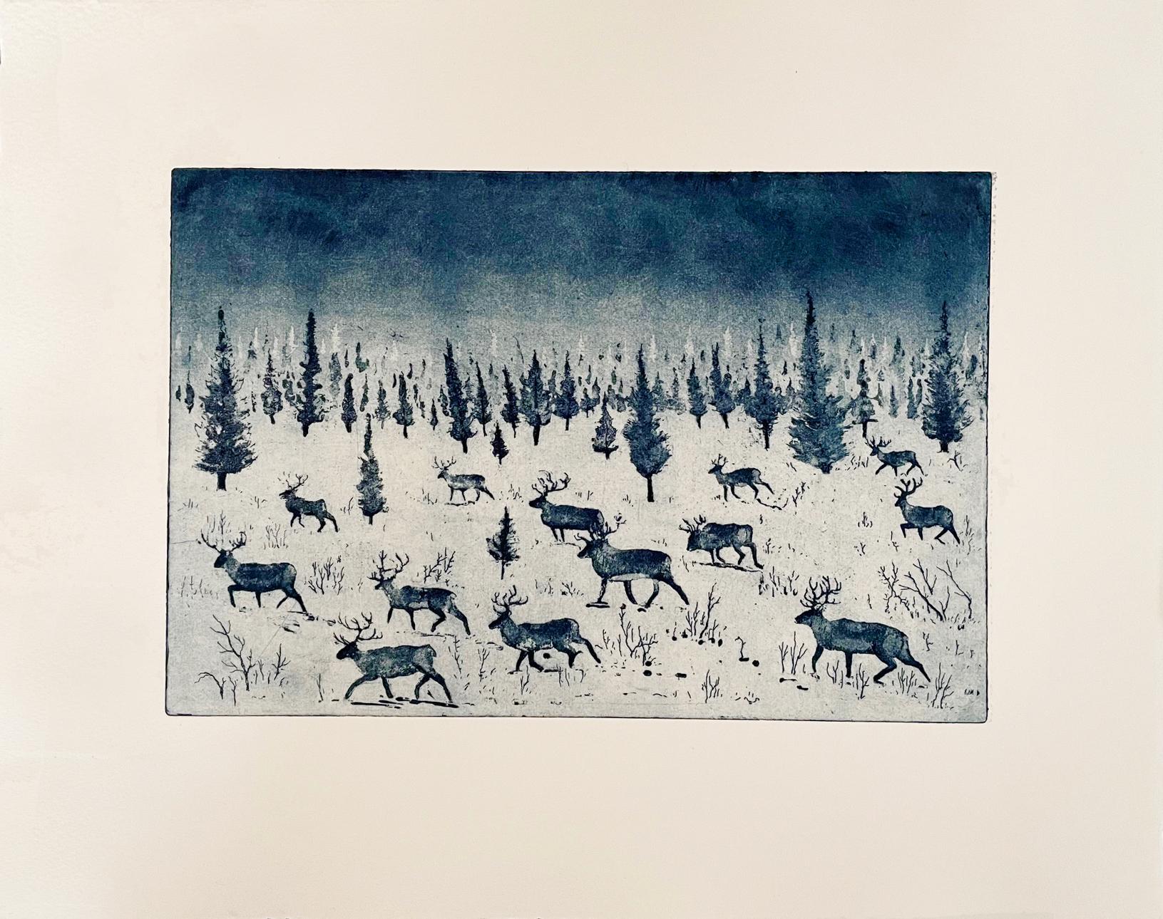 Where Reindeer Roam, estampes en édition limitée, art à prix abordable, imprimé animal en vente 1