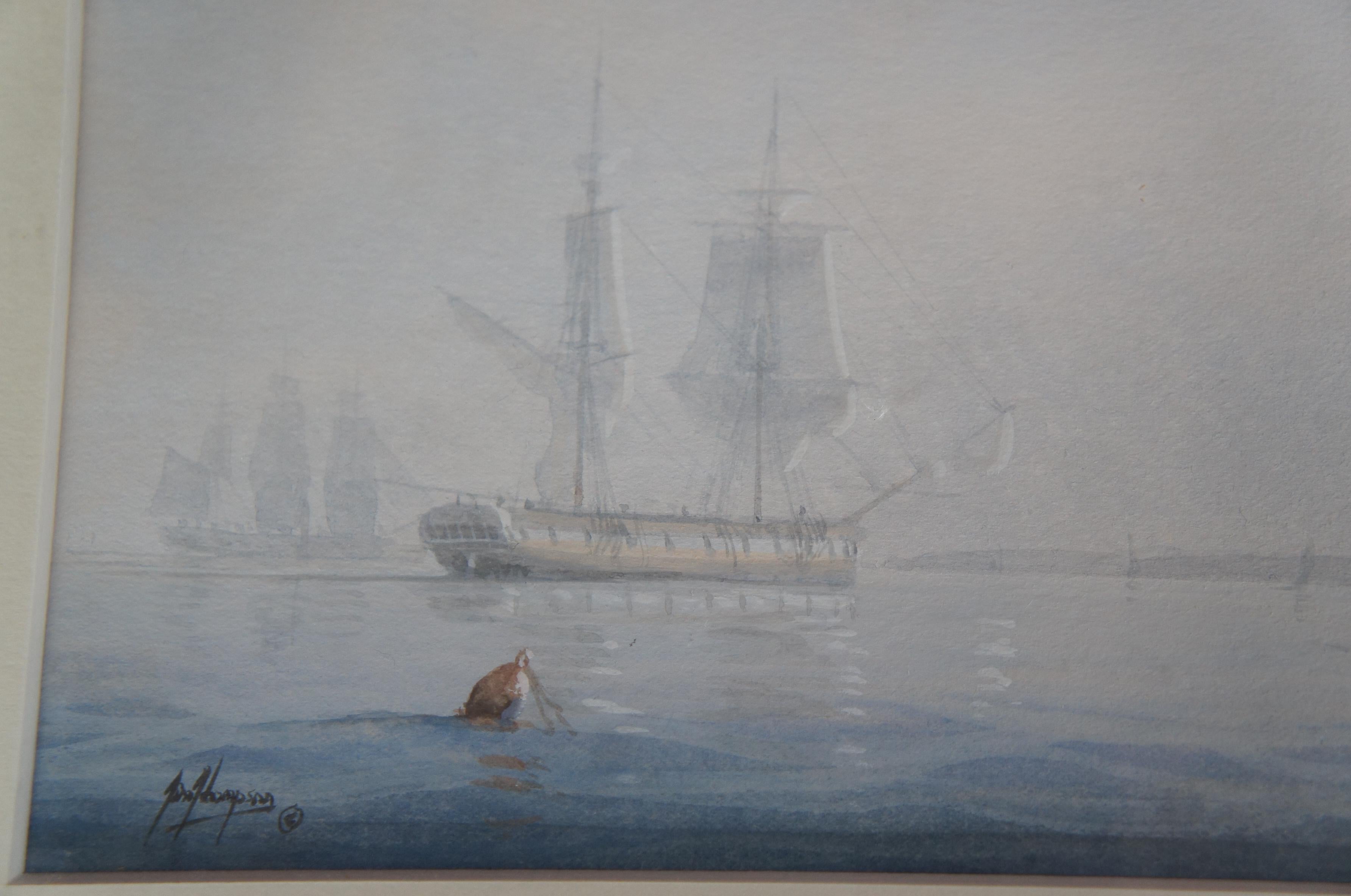 Tim Thompson Becalmed off Castle Court Martime Sailboat Watercolor Painting For Sale 8