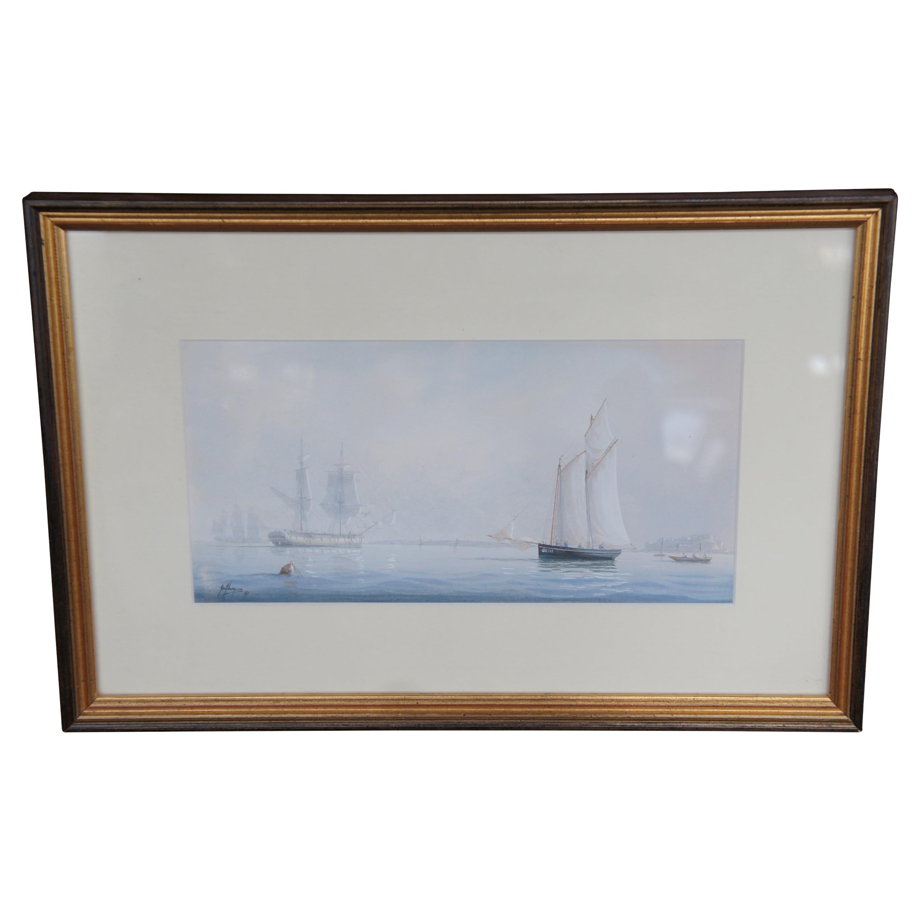 Tim Thompson Becalmed off Castle Court Martime Sailboat Watercolor Painting