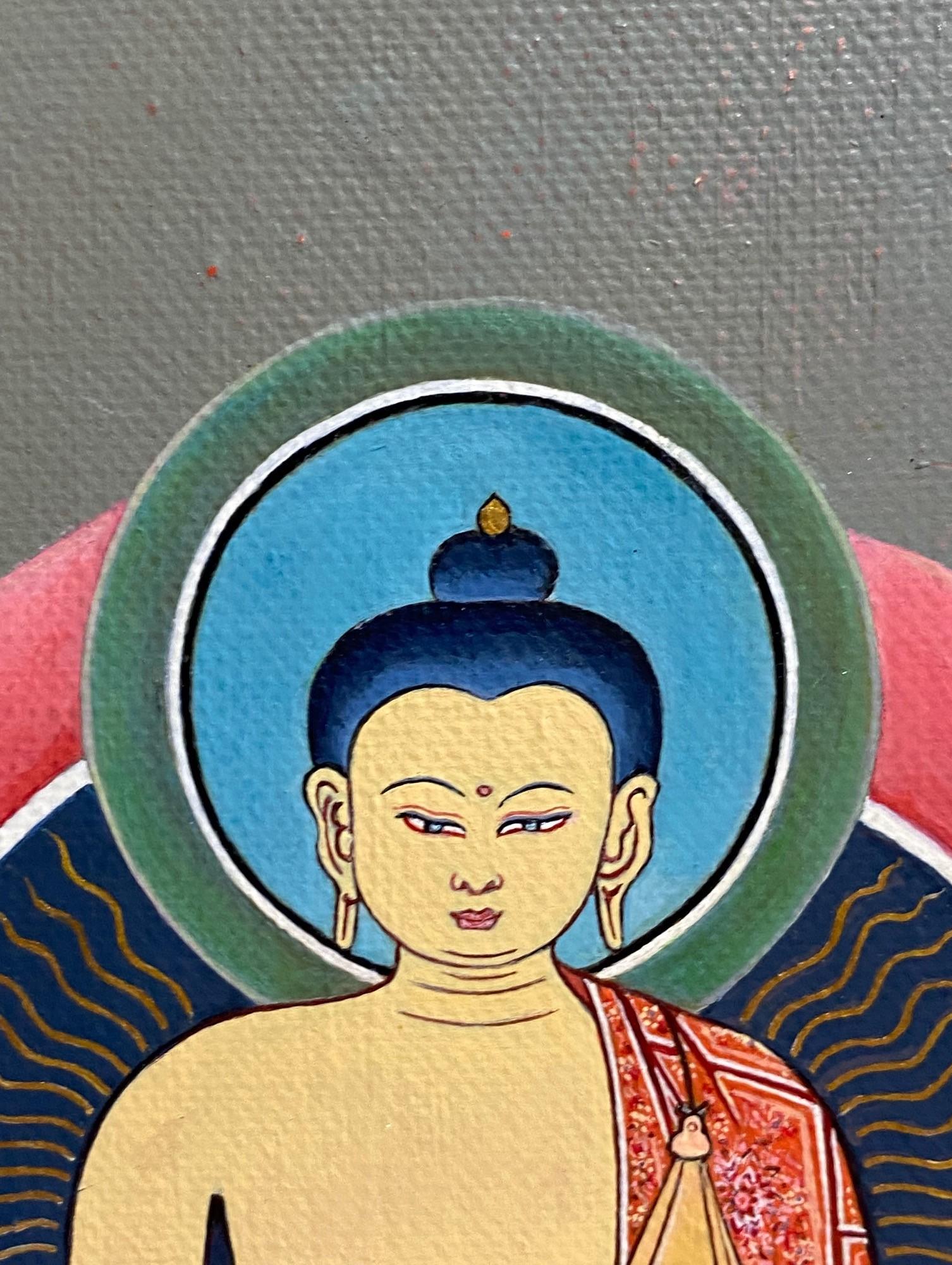 Tim Timothy Johnson Australian Artist Signed Buddhist Buddha Original Painting In Good Condition In Studio City, CA