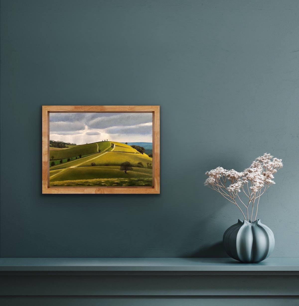 Vista desde Pitstone Hill, Tim Woodcock-Jones, Pintura original, arte paisajístico en venta 5
