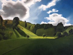 Framed Pegsdon, Tim Woodcock-Jones, Large Landscape Painting, Modern Artwork