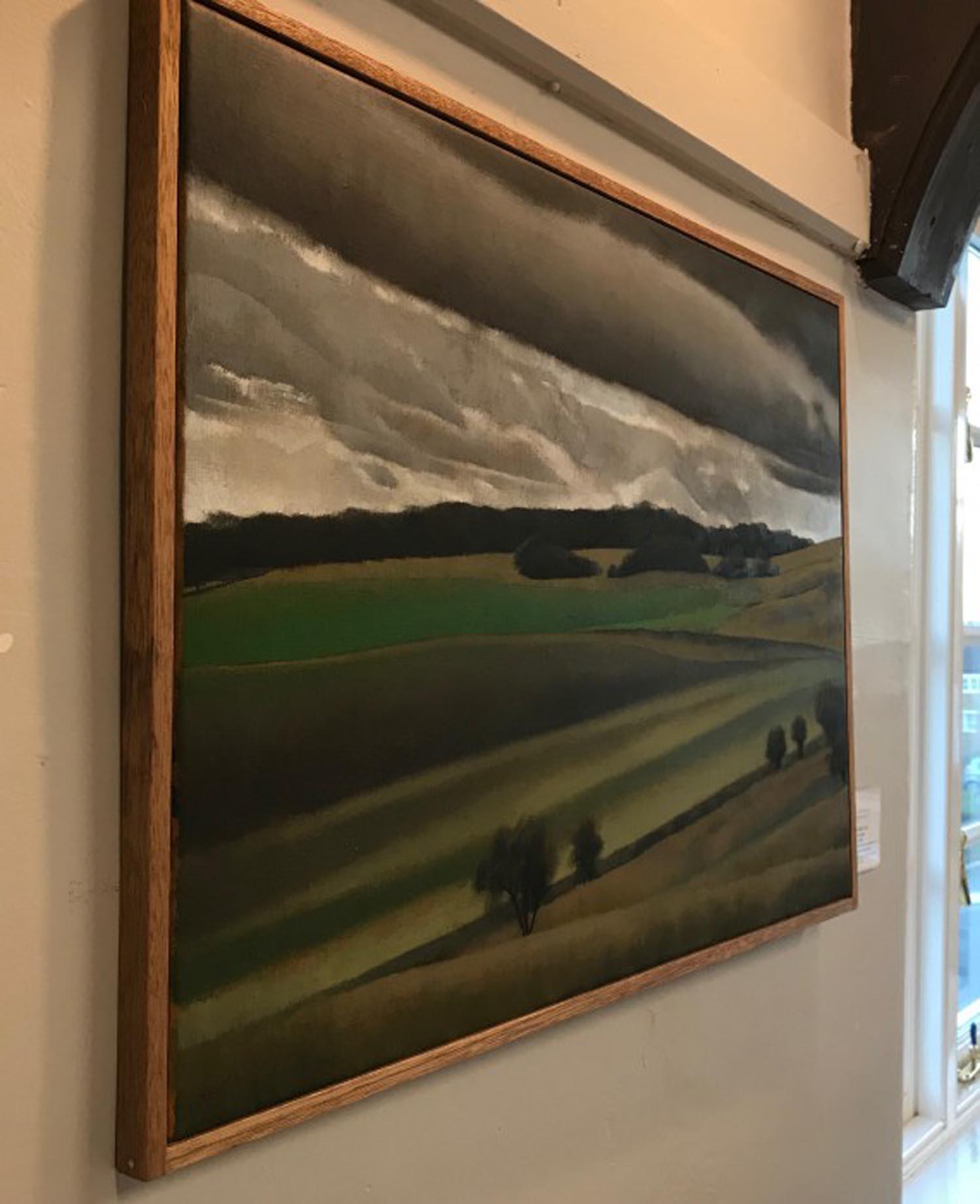 Near Ashridge, peinture à l'huile originale de paysage, verts et jaunes, art Cotswold - Marron Still-Life Painting par Tim Woodcock-Jones