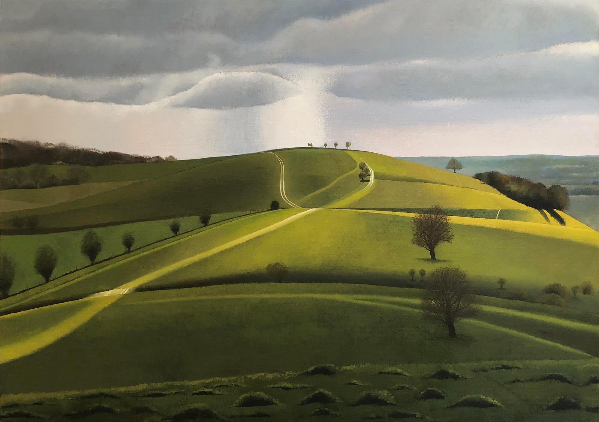 Tim Woodcock-Jones Landscape Painting - Near Pitstone Hill, realism, oil painting, landscape painting