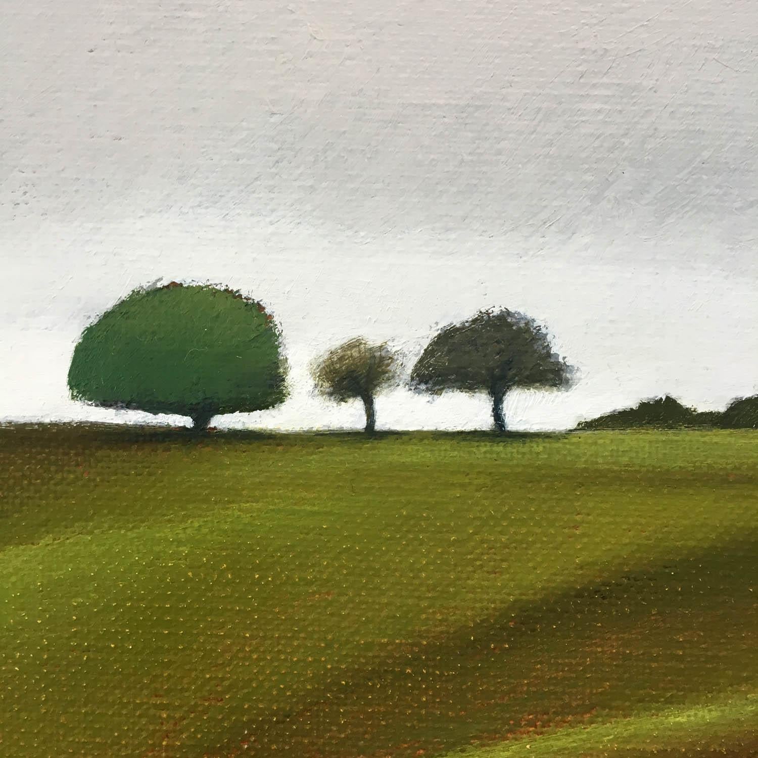 Pegsdon Hill, landscape, traditional, original art, contemporary modern painting - Brown Landscape Painting by Tim Woodcock-Jones
