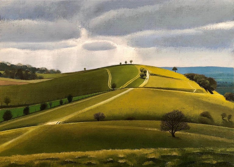 View from Pitstone Hill - Painting by Tim Woodcock-Jones
