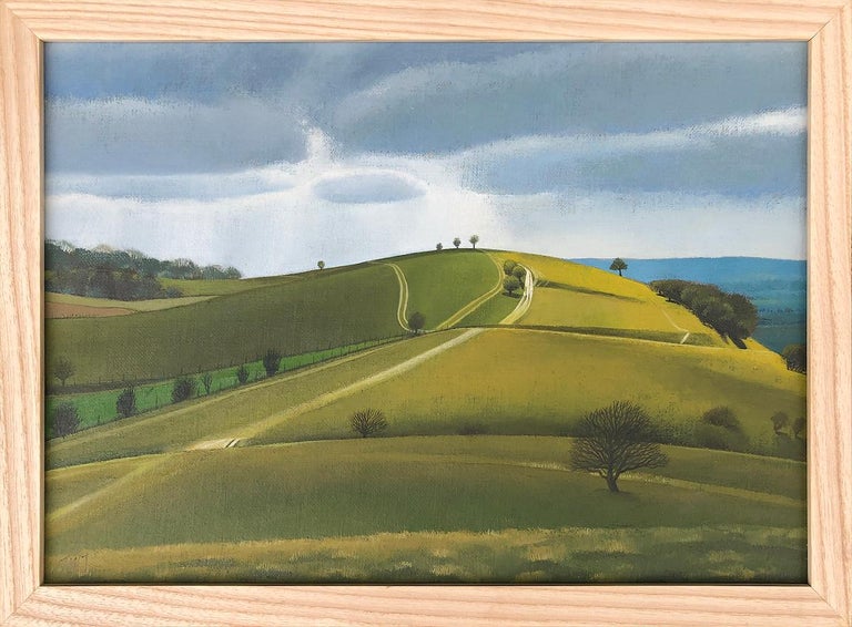 View from Pitstone Hill - Brown Interior Painting by Tim Woodcock-Jones
