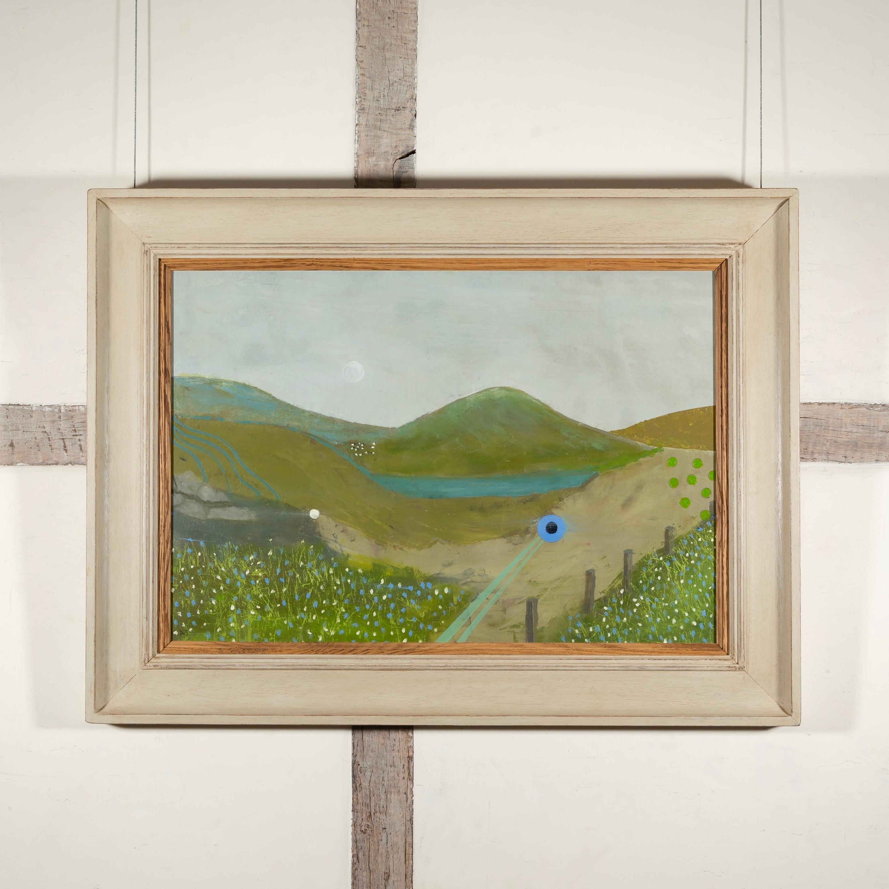 Anochecer en Donegal, 2023 - Paisaje contemporáneo Pintura al óleo sobre tabla, Verde + Azul - Painting de Tim Woolcock