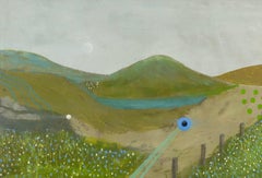 Donegal Dusk, 2023 - Contemporary Landscape Oil Painting on Board, Green + Blue