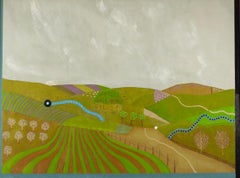 Dorset Rookery, 2024 - Paesaggio contemporaneo dipinto a olio su tavola con alberi