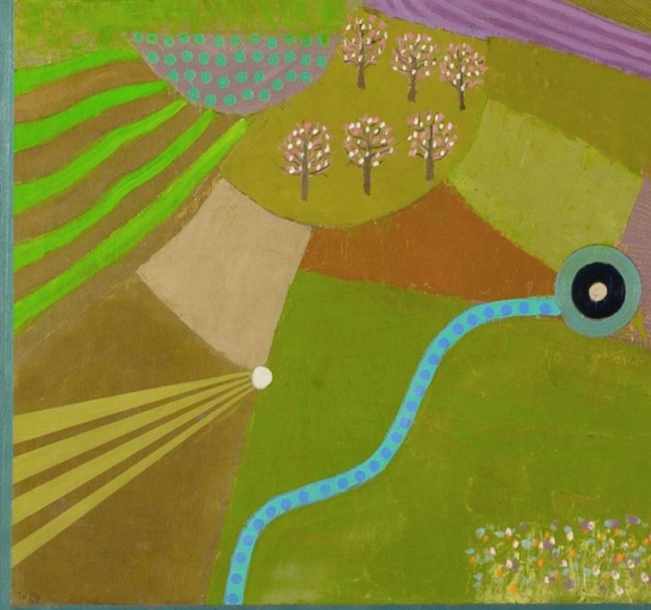 Sussex Evening, 2024 - Peinture à l'huile contemporaine de paysage abstrait sur panneau en vente 1