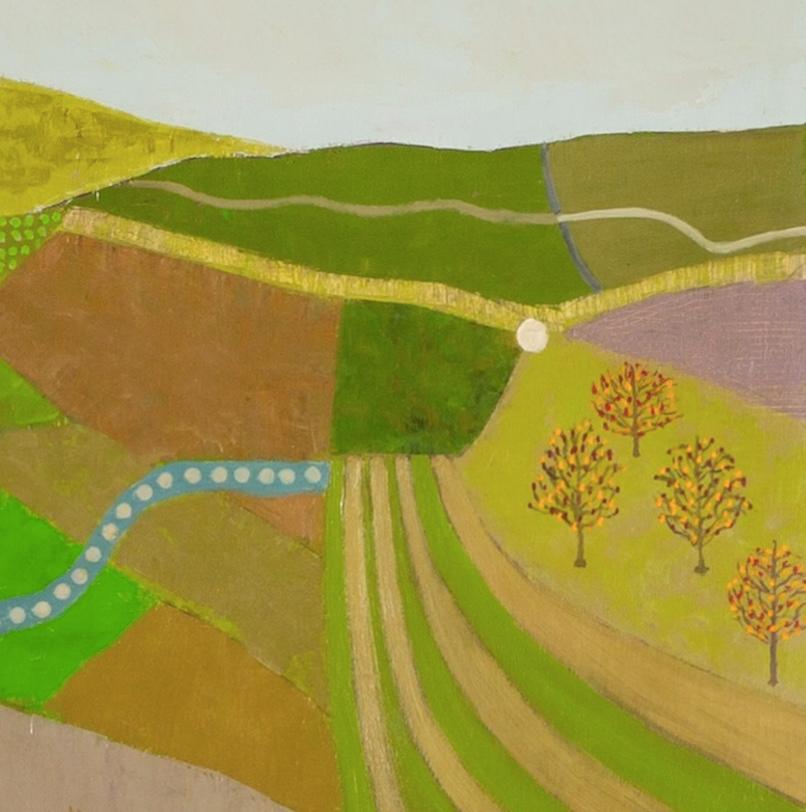Sussex Evening, 2024 - Peinture à l'huile contemporaine de paysage abstrait sur panneau en vente 2