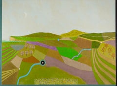 Sera del Sussex, 2024 - Pittura astratta contemporanea di paesaggio su tavola